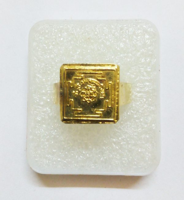 Silver Bagulamukhi Yantra Ring with Gold Coating - Image 2