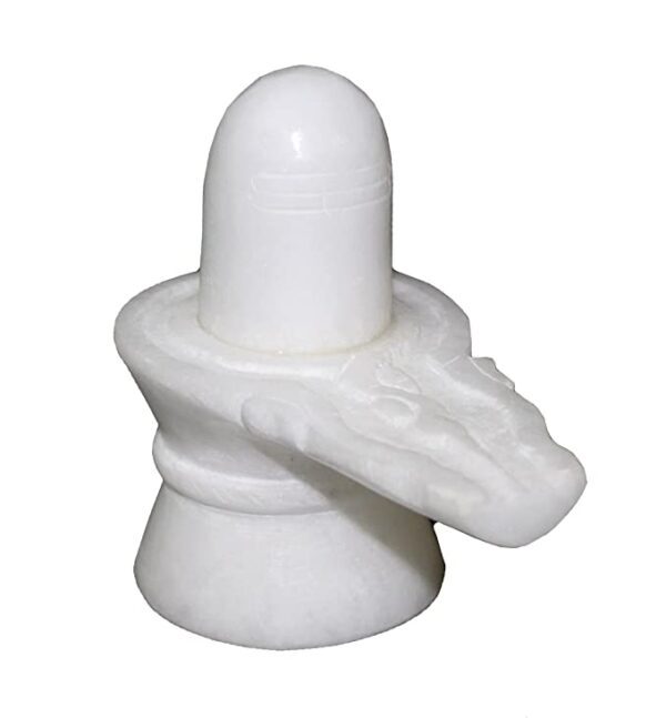 Stone Shivling (स्टोन शिवलिंग) (White) | Size 70x70 mm , Weight 132 gm