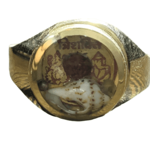 Ashtadhatu(अष्टधातु) High Quality Trishakti(त्रिशक्ति)Ring With Double Rudraksh(रुद्राक्ष), Shankh(शंख) And Mercury(पारा)