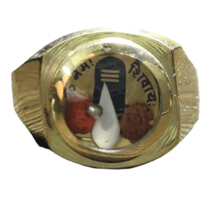 Ashtadhatu(अष्टधातु) High Quality Shivling(शिवलिंग) Ring With Double Rudraksh(रुद्राक्ष), Shankh(शंख) And Mercury(पारा)