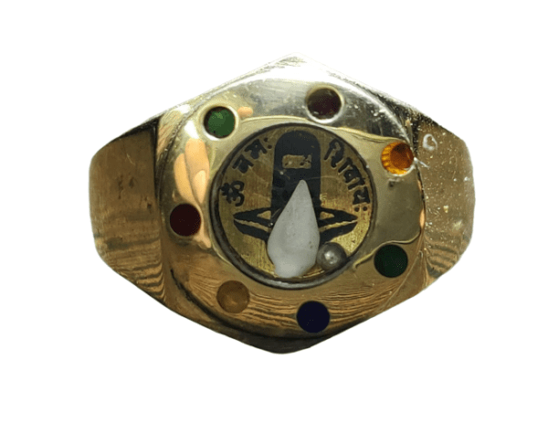 Ashtadhatu(अष्टधातु) High Quality Shivling(शिवलिंग) Ring With Shankh(शंख),Gems And Mercury(पारा)