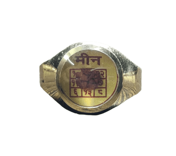 Pisces (Meen-मीन) Rashi(राशि) Yantra(यंत्र) Asthdhatu(अष्टधातु) Ring(रिंग) with Rudraksh(रुद्राक्ष)
