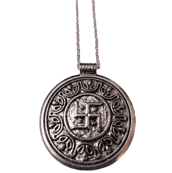 High Quality German Silver Oxidized Swastik Pendant | Size 55x50 mm - Image 2