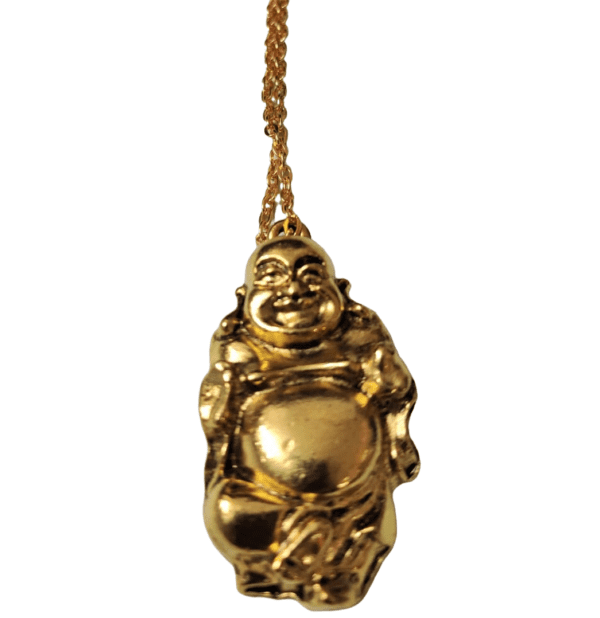 High Quality German Silver Gold Plated Laughing Buddha Pendant | Size 55x23 mm - Image 2
