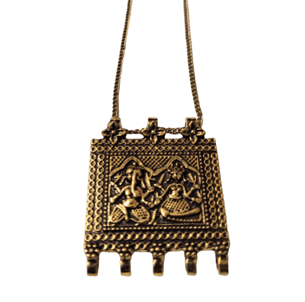 High Quality German Silver Gold Plated Ganesh Laxmi Pendant | Size 37x45 mm - Image 2