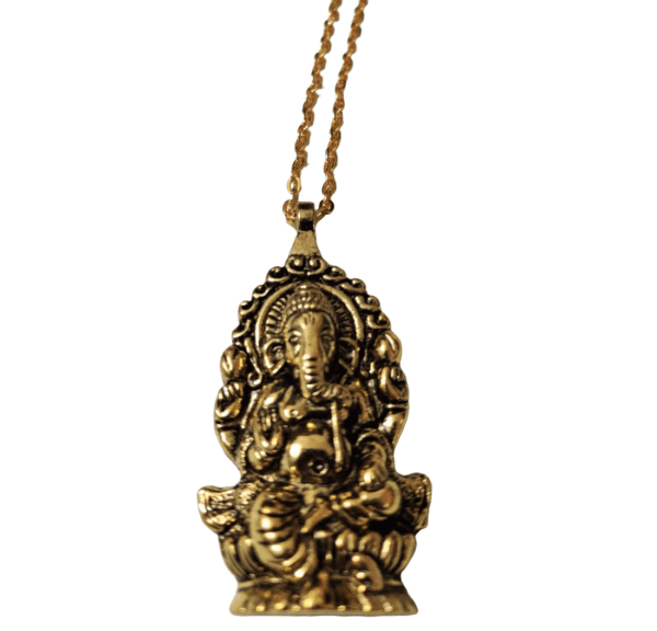 High Quality Gold Plated Metal Ganesha Pendant | Size 63X29 mm - Image 2
