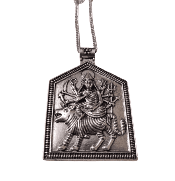 High Quality German Silver Durga Pendant |  Size 64X44 mm - Image 2