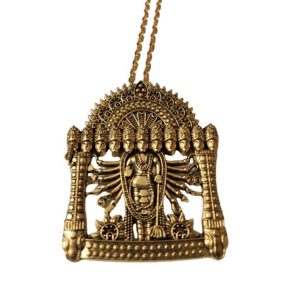High Quality German Silver Gold Plated Vishnu Dashavtar Pendant | Size 50x60 mm - Image 2