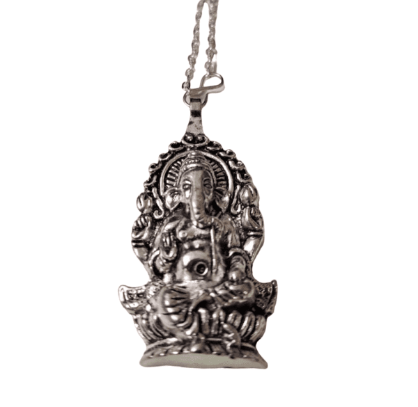 High Quality Silver Metal Ganesha Pendant | Size 57x27 mm - Image 2