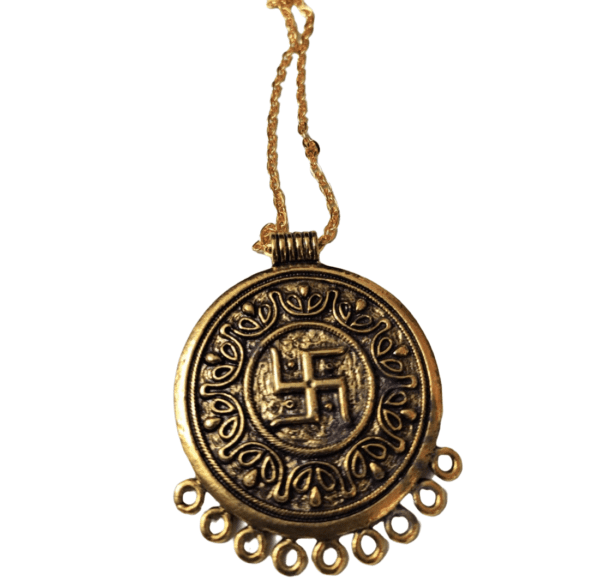 High Quality German Silver Gold Plated Swastik Pendant | Size 55x50 mm - Image 2