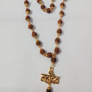 5 Mukhi Golden Cap Rudraksha Mala With Locket