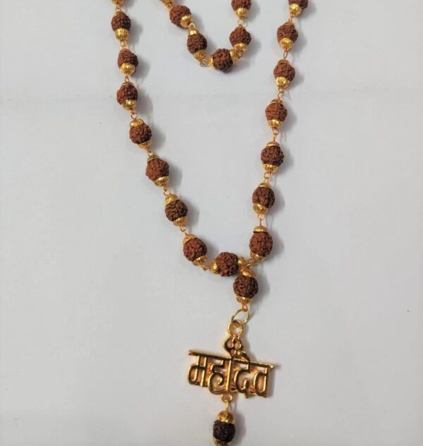 5 Mukhi Golden Cap Rudraksha Mala With Locket