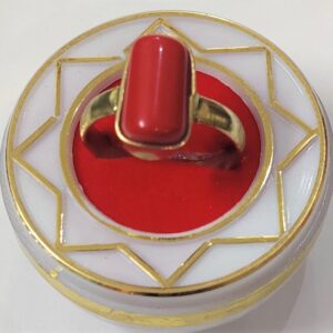 Coral Munga Stone Ring In Brass(मूंगा रत्न रिंग)  | Size- Adjustable