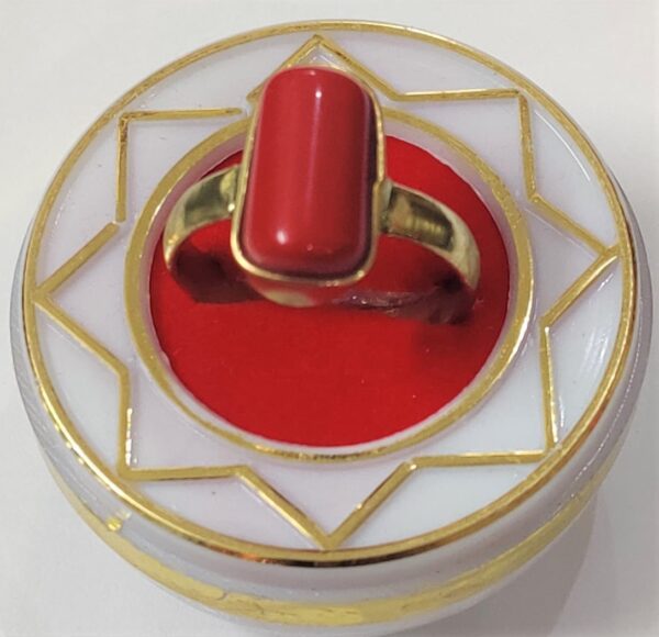 Coral Munga Stone Ring In Brass(मूंगा रत्न रिंग)  | Size- Adjustable