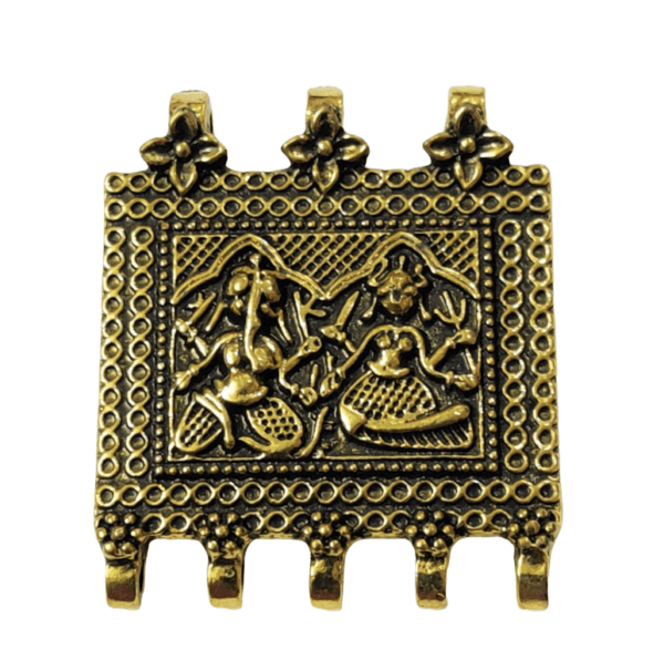High Quality German Silver Gold Plated Ganesh Laxmi Pendant | Size 37x45 mm