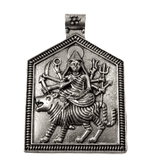 High Quality German Silver Durga Pendant |  Size 64X44 mm