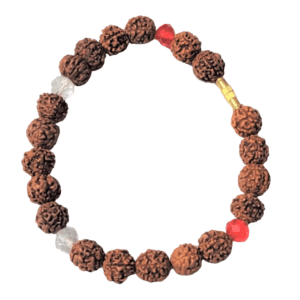 Rudraksha Bracelet With Red And White Crystal