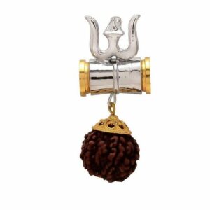 Trishul Rudraksha Damru Pendant Brass