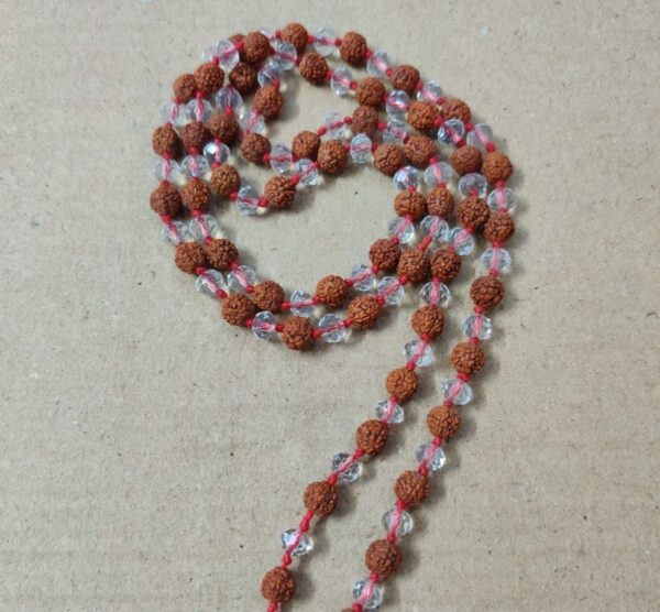 Rudraksha Crystal Mala(रुद्राक्ष क्रिस्टल माला) | Bead Size 4 mm | 108+1 Beads