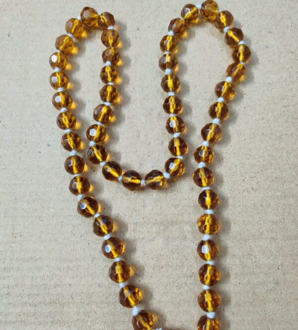 Diamond Cut Citrin Stone Mala(सुनेहला रत्न माला) | 54 Beads | Bead Size 9 mm