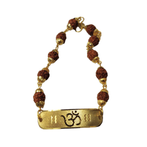 Metal Om Bracelet With Golden Cap Rudraksha