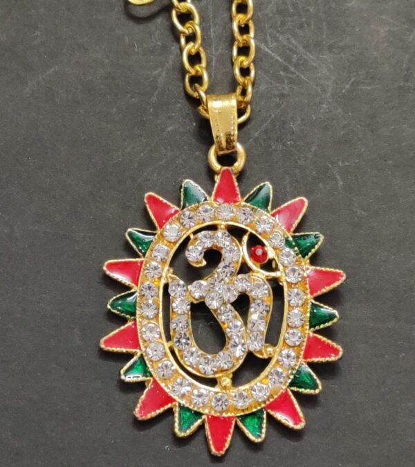 High Quality Metal American Diamond Sai Baba Pendant With Chain | Size 50x35 mm