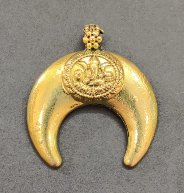 High Quality Metal Gold Plated Chandra Ganesh Pendant | Size 40x25 mm
