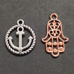German Silver Metal Peace And Hamsa Fatima Hand Combo Pendant