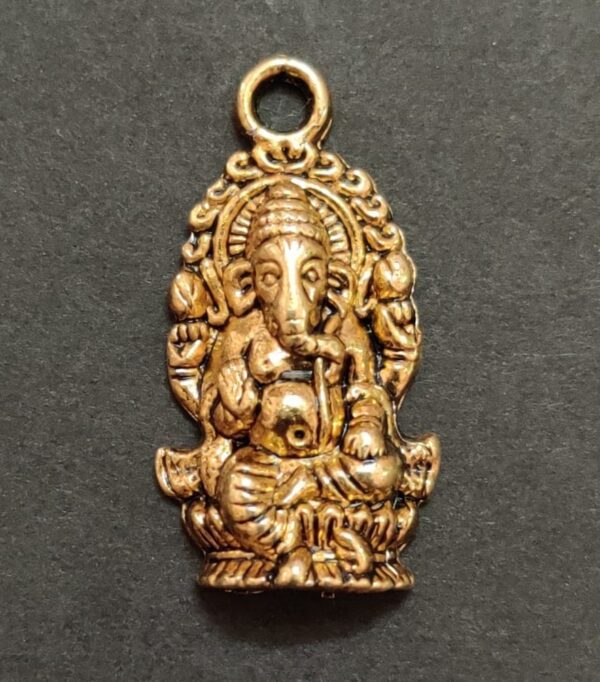 German Silver Gold Plated Ganesh Pendant | Size 26x20 mm