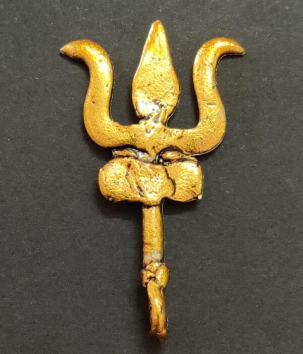 German Silver Metal Golden Trishul Pendant | Size 40x15 mm