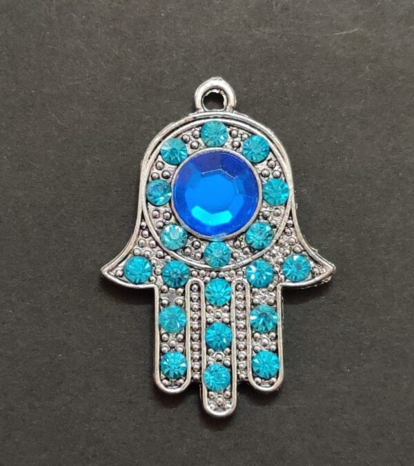 Metal Hamsa Hand Locket With Stones | Size 40x30 mm