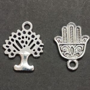 German Silver Metal Life Tree And Hamsa Hand Combo Pendant