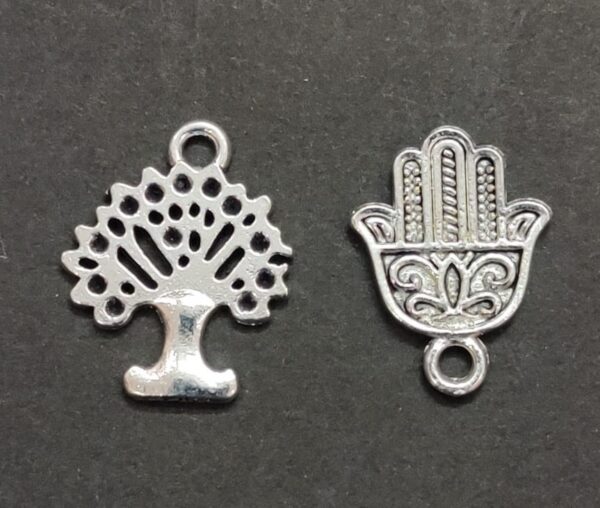 German Silver Metal Life Tree And Hamsa Hand Combo Pendant