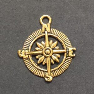 High Quality Metal Gold Plated Compass Pendant | Size 30x25 mm