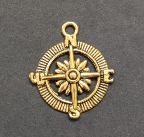 High Quality Metal Gold Plated Compass Pendant | Size 30x25 mm