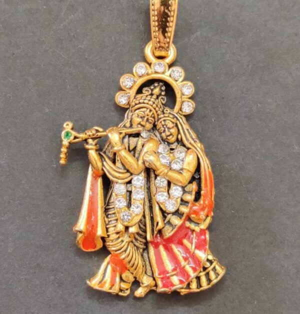 Metal Radha Krishna Pendant | Size 50x20 mm