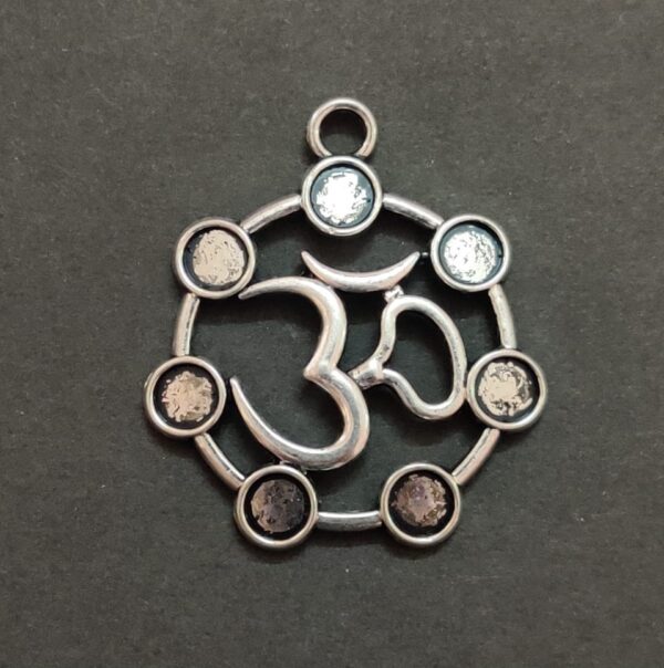 Seven Chakra Metal Om Pendant | Size 32x30 mm