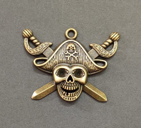 Carbon Plated Metal Pirates Skull Pendant | Size 45x30 mm