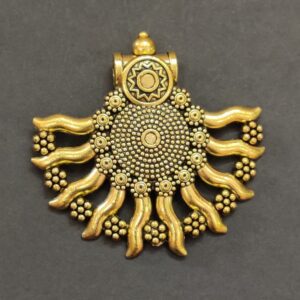 High Quality Metal Gold Plated Surya Pendant | Size 60x60 mm