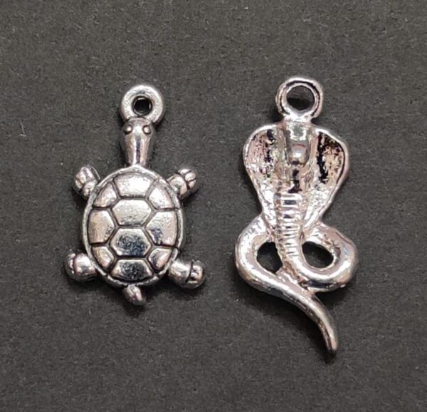 German Silver Metal Tortoise And Naag Combo Pendant