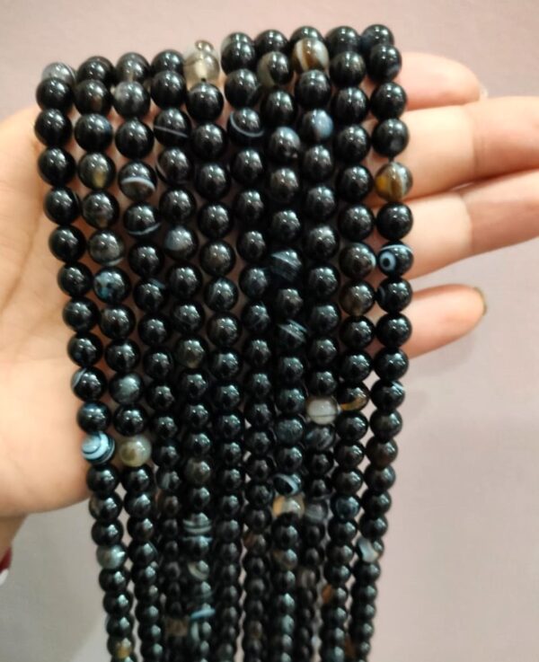 Sulemani Hakik Mala Black (सुलेमानी हकीक माला )- Bead Size- 8 mm