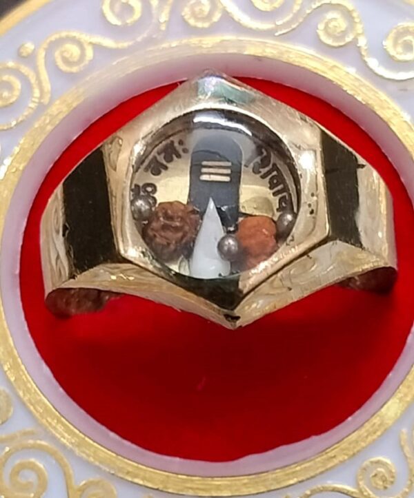 High Quality Ashthdhatu Shivling Ring With Shankh And Rudraksh-1