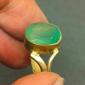 Onyx Stone Ring In Brass