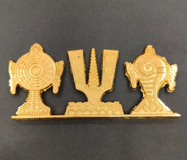 Shankh Trishul Gada Yantra Brass (शंख त्रिशूल गदा यन्त्र) | Size- 11x5 cm