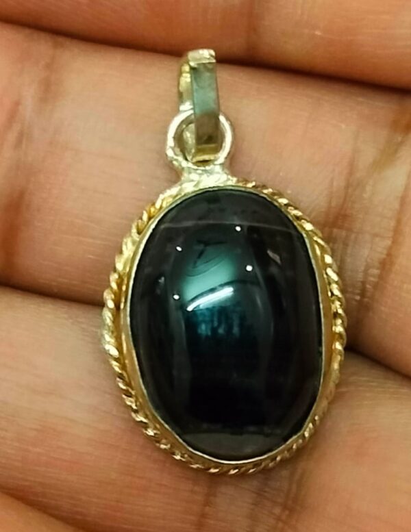 Silver Polished Brass Hakik Stone Locket 12(हकीक स्टोन लॉकेट)