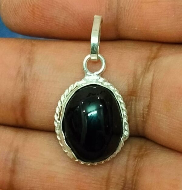 Silver Polished Brass Hakik Stone Locket 15(हकीक स्टोन लॉकेट)