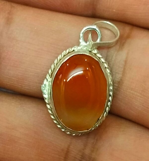 Silver Polished Brass Hakik Stone Locket 2(हकीक स्टोन लॉकेट)