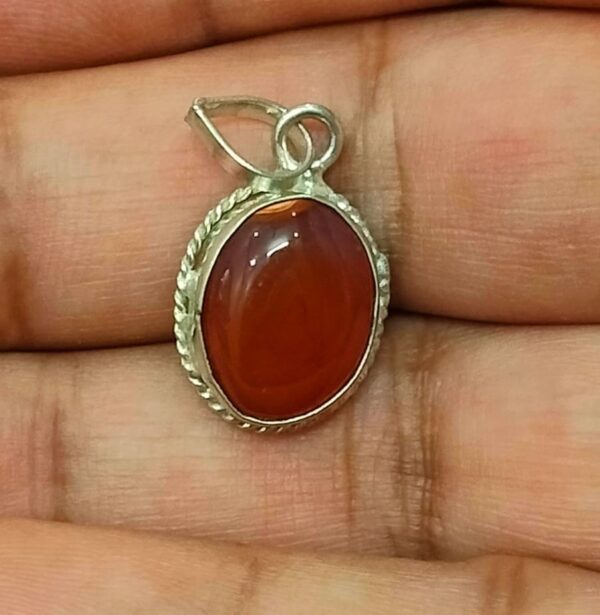 Silver Polished Brass Hakik Stone Locket 34(हकीक स्टोन लॉकेट)