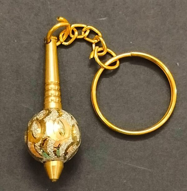 Designer Hanuman Gada Keyring Brass(पीतल हनुमान गदा कीरिंग) | Gada Size 45 mm