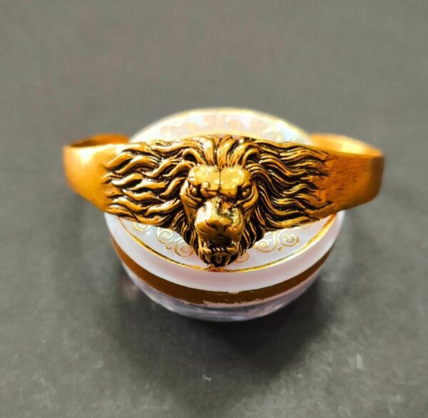 High Quality Lion Faced Golden Metal Kada | Size- Adjustable